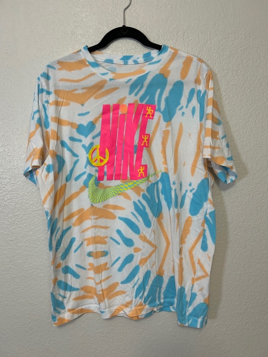 Nike Other - Nike Pink Graphic Tie-Dye Tee with Blue and Orange Accents